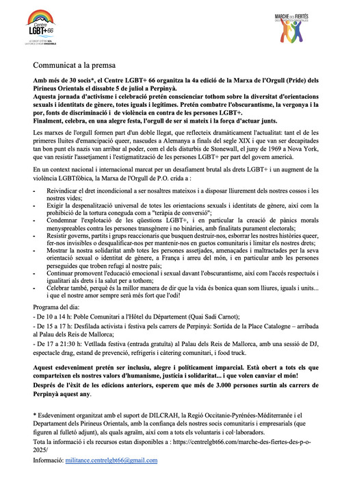 communiqué marche en catalan